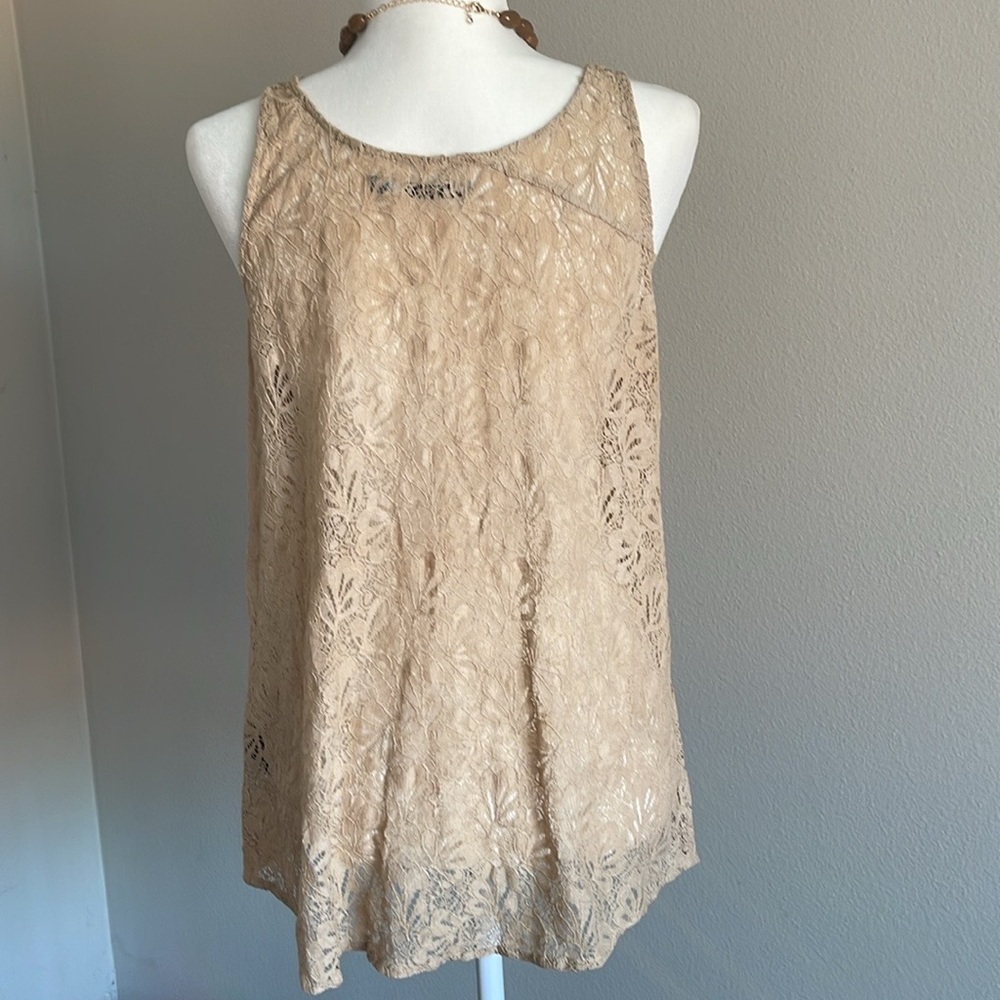 Vintage Volcom Lace Tan Top Size L - Picture 4 of 5